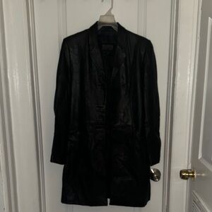 Wilsons Leather Black Long Leather Blazer